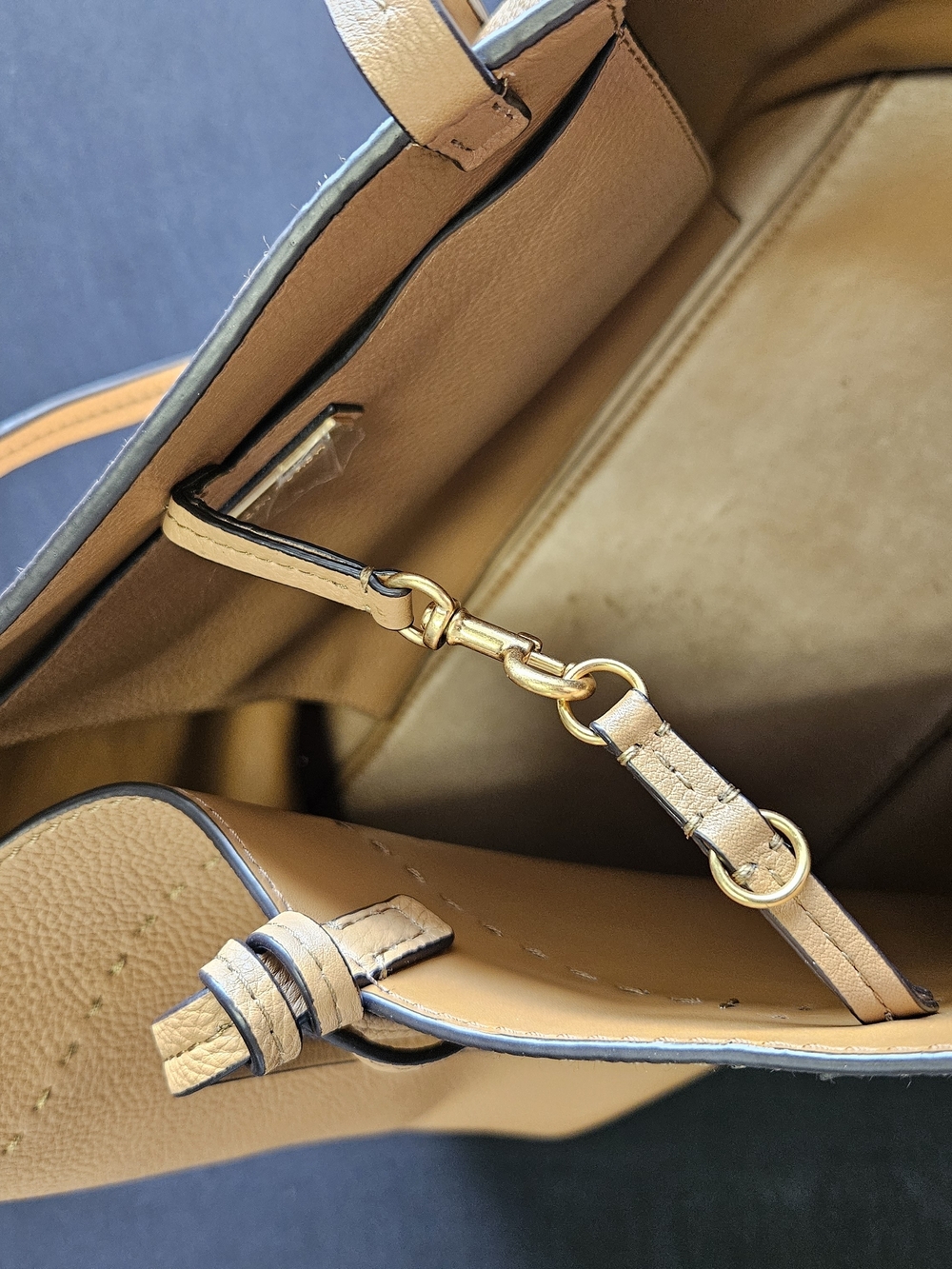 Tory Burch Camel Leather Tote with Tassel Charm - Picture 5 of 9